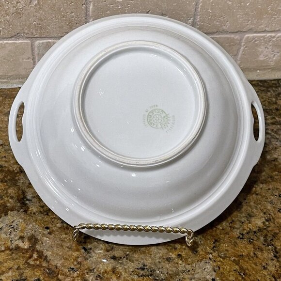 Celebrate Serving Bowl German Multicolor Flowers Side Handles Stamped 8.25" - Picture 5 of 10